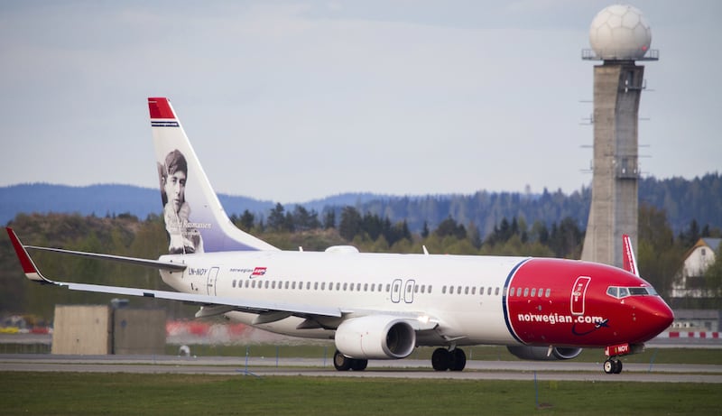A Boeing 737-33S operated by Norwegian Air Shuttle on the tarmac at the Oslo Airport Gardemoen. The carrier, famed for its portraits of famous people on its tailplanes, is setting up a new operation in the South American country. Erland Aas / AFP