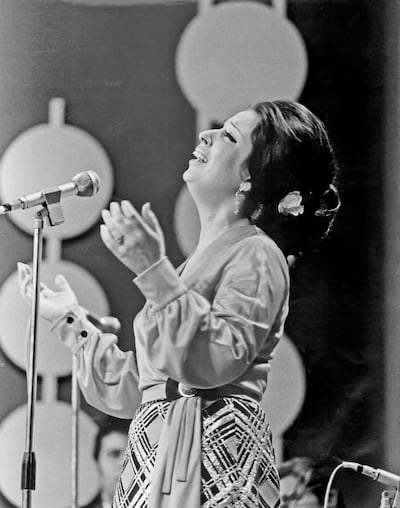 Egyptian singer Nagat Al Sagheera performs on December 2, 1972, in celebration of UAE National Day in Abu Dhabi. Photo: Alittihad