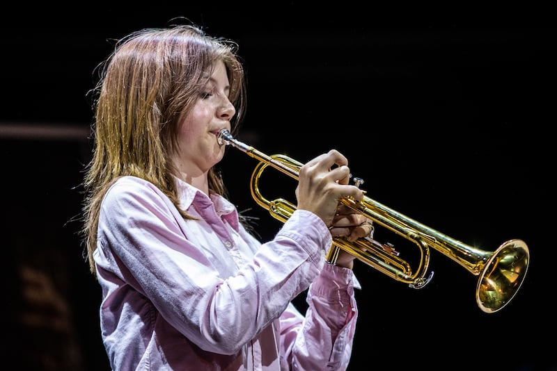 Emma Clews plays the trumpet