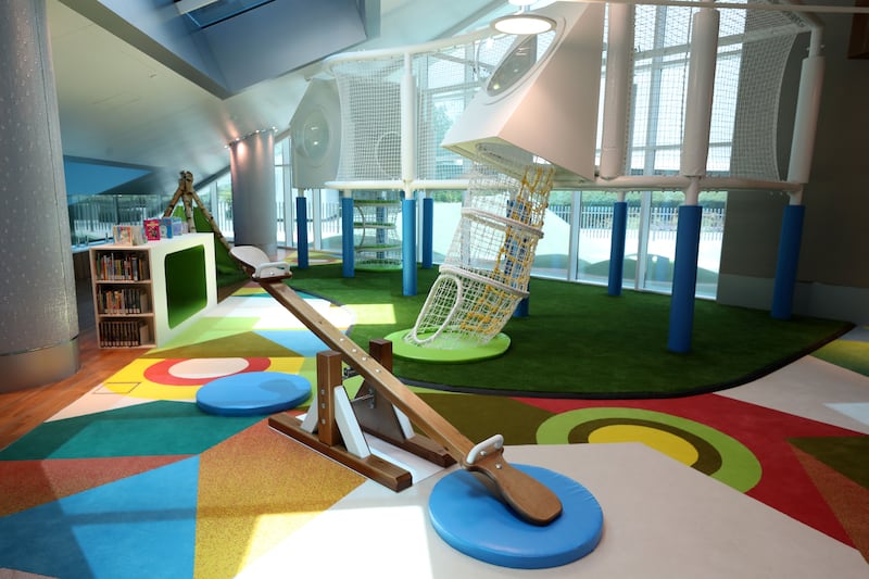 There are lots of toys and play areas for children and people of determination.