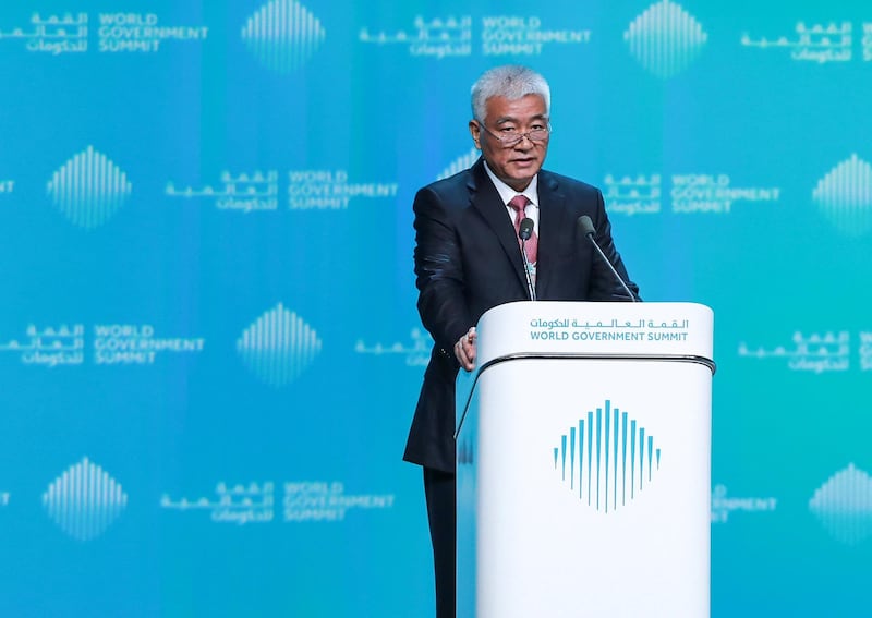 Dubai, U.A.E., February 11, 2019. World Government Summit day 2-DXB.--  The 
Rise of the Dragon:  China's Success in Leading the World of Technology, Wang Zhigang, Special Envoy of President Xi Jinping, Minister of Science and Technology, People's Republic of China.
Victor Besa/The National
Section:  NA
Reporter: