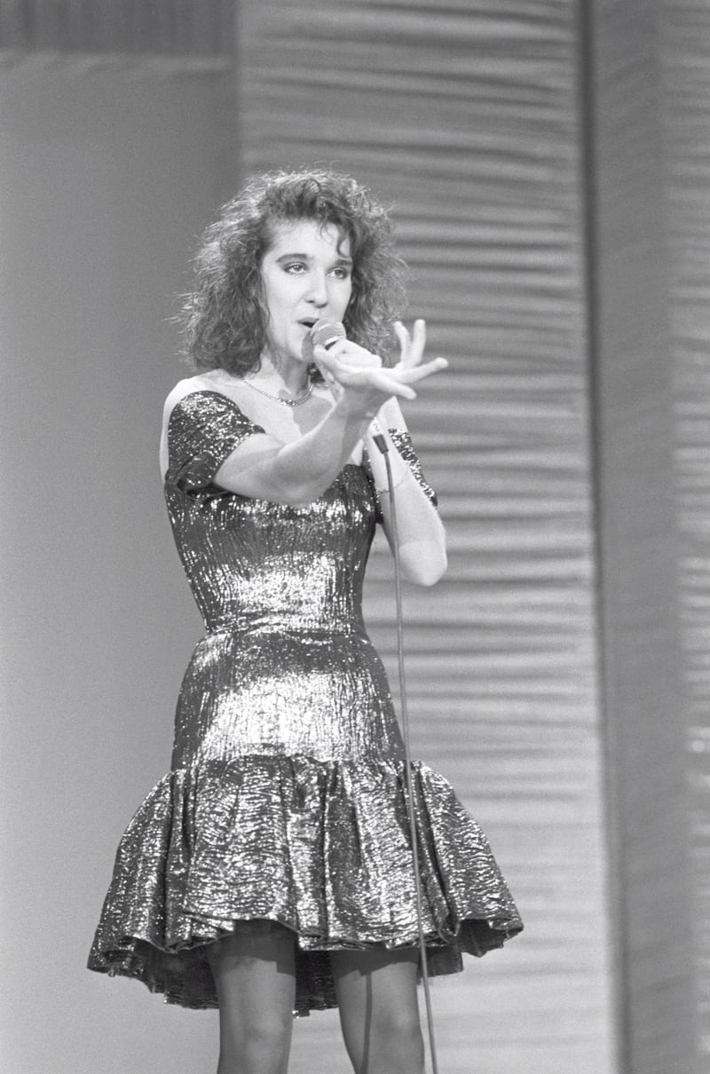 epa01296804 A file picture dated 07 February 1988 shows Canadian singer Celine Dion performing her song 'Ne partez pas sans moi' ('Don't Go Without Me')  during the preliminary competition of the 'Grand prix eurovision de la chanson' in Morges, Switzerland. Dion eventually won the final contest in Dublin, Ireland, representing Switzerland. Celine Dion will celebrate her 40th birthday 30 March 2008.  EPA/STR BW ONLY