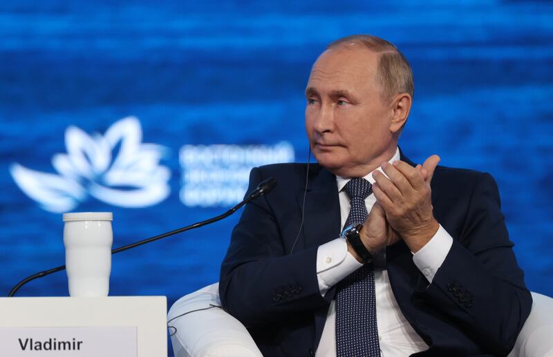 Russian President Vladimir Putin addressed an economic forum in Vladivostok. EPA
