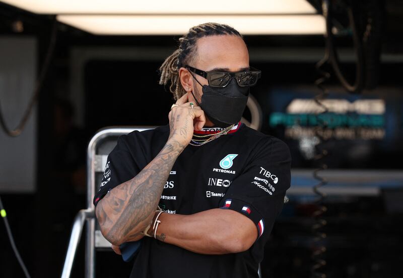 Lewis Hamilton at the Melbourne Grand Prix Circuit on April 7, 2022 ahead of the Formula One Australian Grand Prix. Reuters