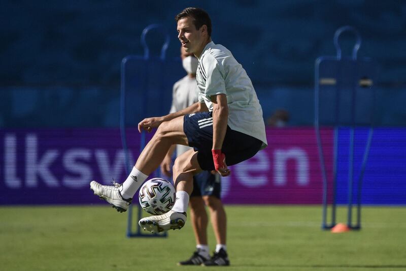 Spain defender Cesar Azpilicueta controls the ball. AFP