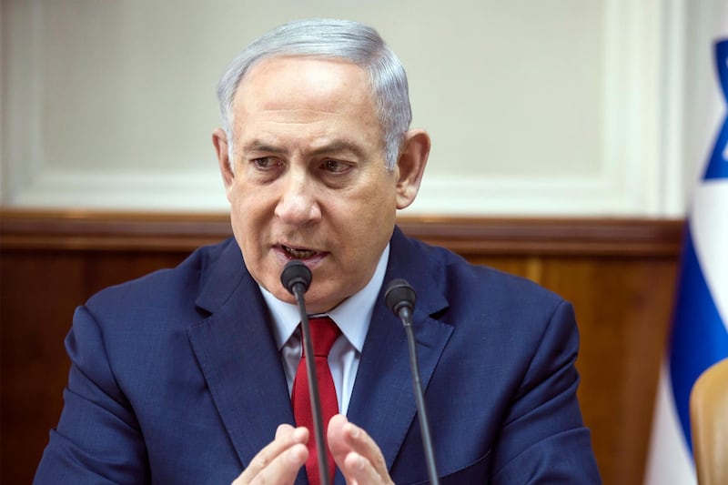 epa06480582 Israeli Prime Minister Benjamin Netanyahu attends a cabinet meeting in Jerusalem, 28 January 2018.  EPA/TSAFRIR ABAYOV / POOL