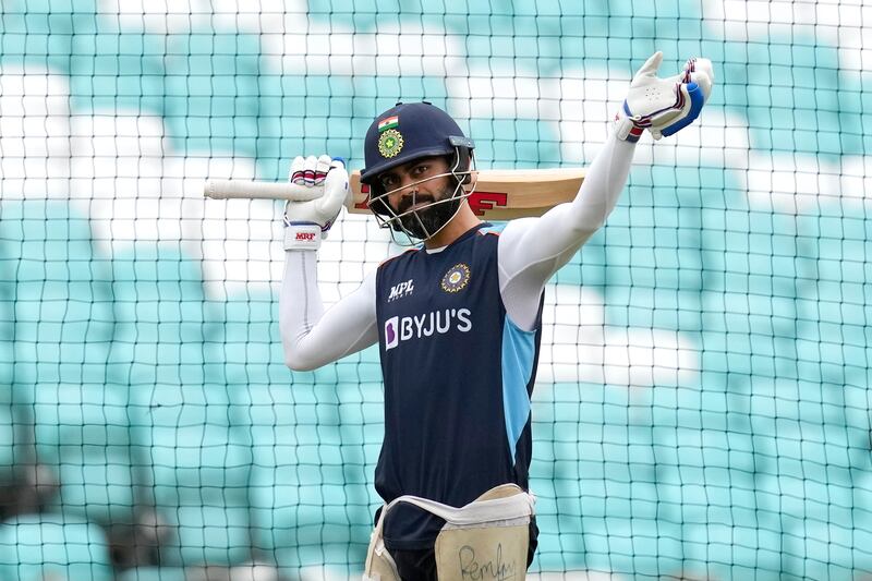 India's Virat Kohli gestures during a training session ahead of the fourth Test at The Oval cricket ground in London, Tuesday, Aug.  31, 2021.  England will play India in the fourth Test match starting at the ground on Thursday Sept.  2.  (AP Photo / Kirsty Wigglesworth)