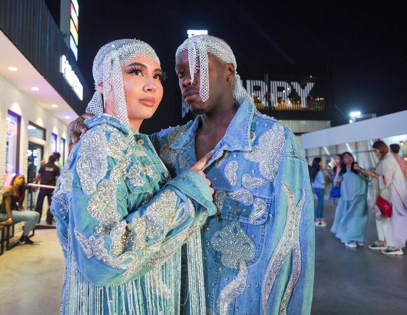 Dubai, United Arab Emirates-  Visitors in their colorful attires at the Sole Dubai Festival at D3.  Leslie Pableo for The National for Saeed Saeed's story