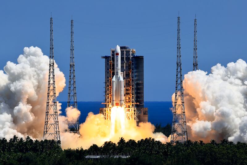 The Long March 5B Y3 rocket, carrying Wentian lab module, blasts off from the Wenchang Space Launch Center in Wenchang in southern China's Hainan Province on July 24, 2022. Photo: Xinhua News Agency