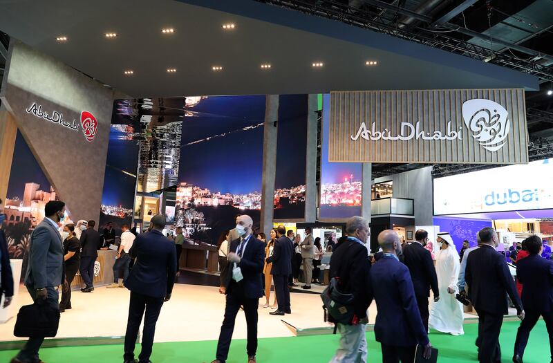 The Abu Dhabi stand at Arabian Travel Market was busy on the first day of the event.