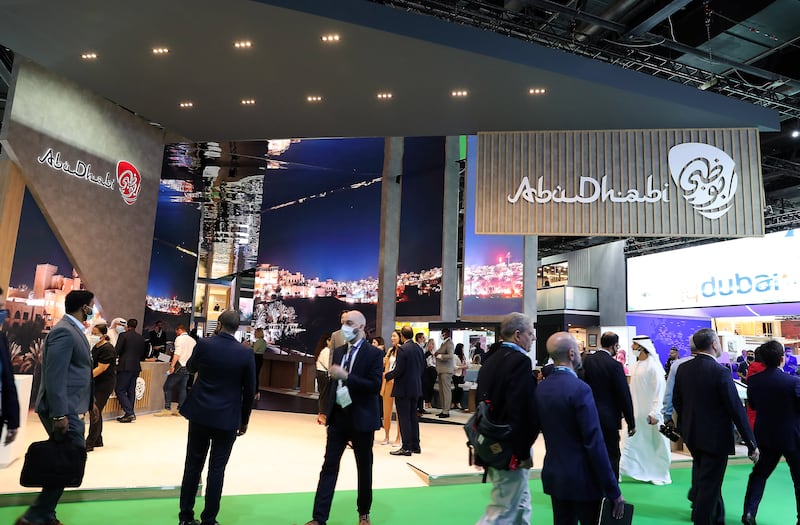 The Abu Dhabi stand at Arabian Travel Market was busy on the first day of the event.