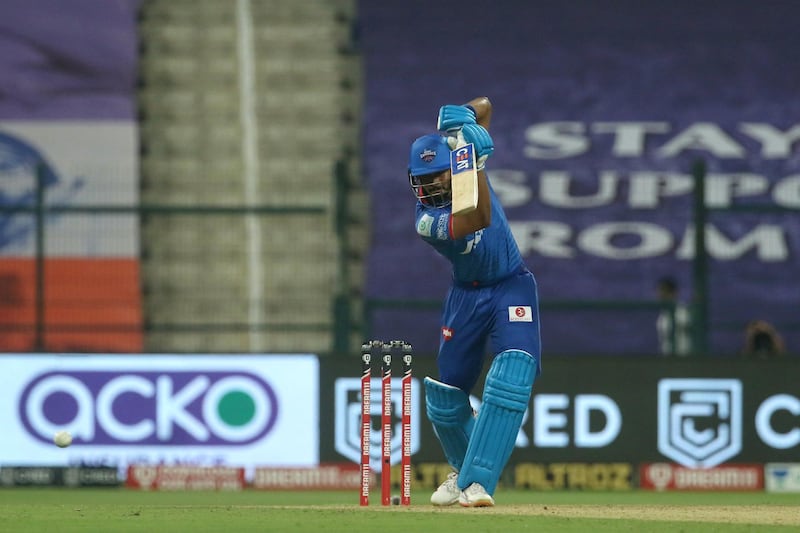 Shreyas Iyer captain of Delhi Capitals plays a shot during match 11 of season 13 of the Dream 11 Indian Premier League (IPL) between the Delhi Capitals and the Sunrisers Hyderabad held at the Sheikh Zayed Stadium, Abu Dhabi in the United Arab Emirates on the 29th September 2020.  Photo by: Vipin Pawar  / Sportzpics for BCCI