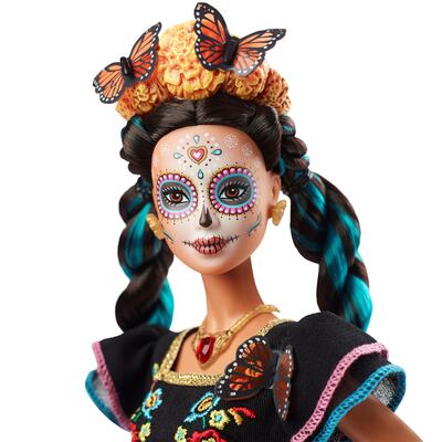 epa07798579 An undated handout picture made available by US company Mattel  on 27 August 2019, shows the new Barbie edition that will be launched to commemorate the Mexican Day of the Dead. The doll's makeup is based in the traditional Catrina, traditional Mexican icon of the Day of the Dead created by cartoonist Jose Guadalupe Posada back in 1912. Mexico celebrates the Day of the Dead, Dia de Muertos, on 02 November.  EPA/PAUL JORDAN / MATTEL / HANDOUT  HANDOUT EDITORIAL USE ONLY/NO SALES/NO ARCHIVES