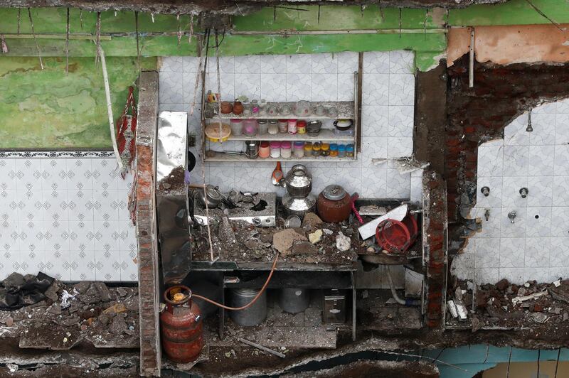 A damaged room of a building is seen after a portion of a three-storey residential building collapsed in Bhiwandi, on the outskirts of Mumbai, India, September 21, 2020. REUTERS/Francis Mascarenhas?