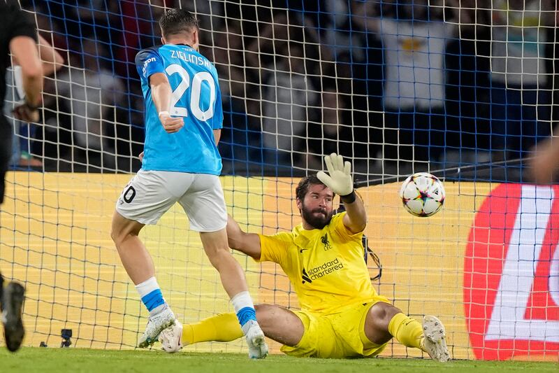 Napoli's Piotr Zielinski scores their fourth. AP