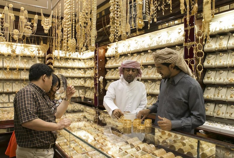 The Gold Souk in Deira, Dubai. Overall gold jewellery demand in the Middle East decreased by 22 per cent year-on-year to 45 tonnes. Reem Mohammed / The National  