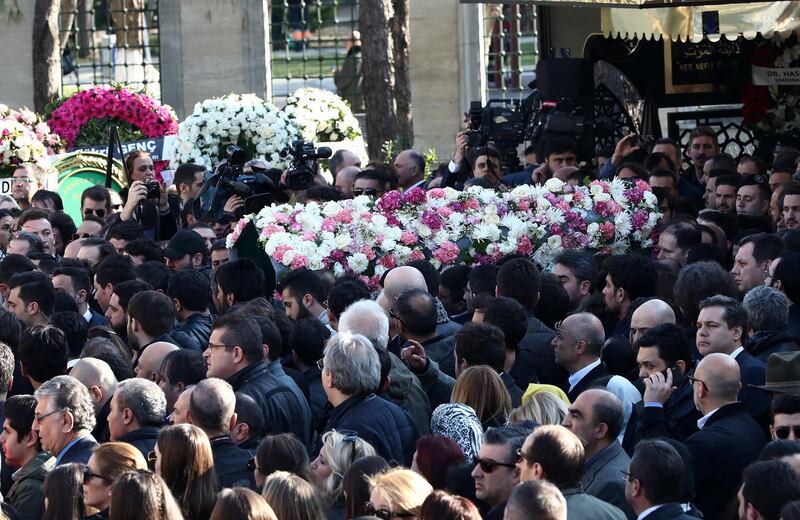 Relatives carry the coffin of Sinem Akay. 11 people died in a small Turkish private plane crash flying from United Arab Emirates to Istanbul on 11 March. EPA