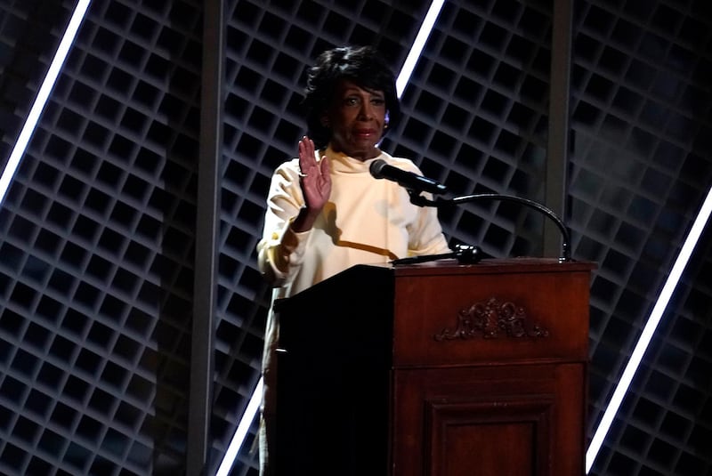 Representative Maxine Waters speaks before a performance by Jazmine Sullivan at the BET Awards. AP