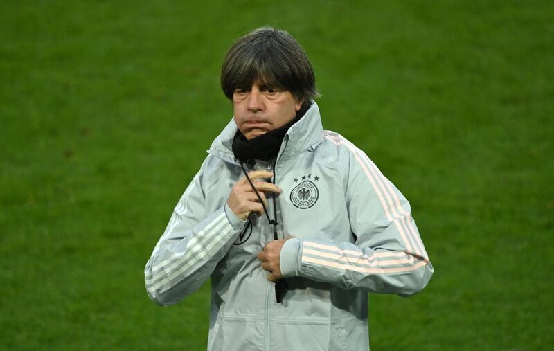Germany manager Joachim Low arrives to oversee a training session at the Rheinenergie Stadium. AFP