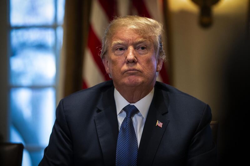 U.S. President Donald Trump listens during a meeting with senior military leadership in the Cabinet Room of the White House in Washington, D.C., U.S., on Monday, April 9, 2018. Trump said he'll decide within two days on U.S. retaliation against Syria for a suspected chemical weapons attack by President Bashar al-Assad's regime over the weekend, and suggested Russian President Vladimir Putin may share responsibility. Photographer: Al Drago/Bloomberg