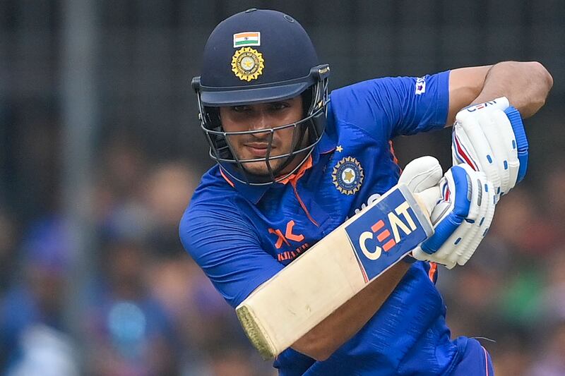 India's Shubman Gill en route to his century against New Zealand in the third ODI at the Holkar Cricket Stadium in Indore. AFP