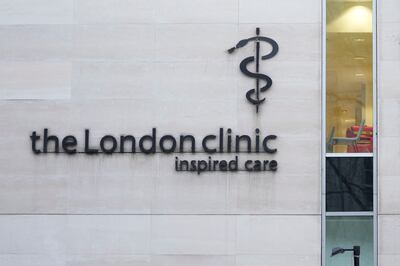 The London Clinic where Kate, Princess of Wales, underwent abdominal surgery. AP