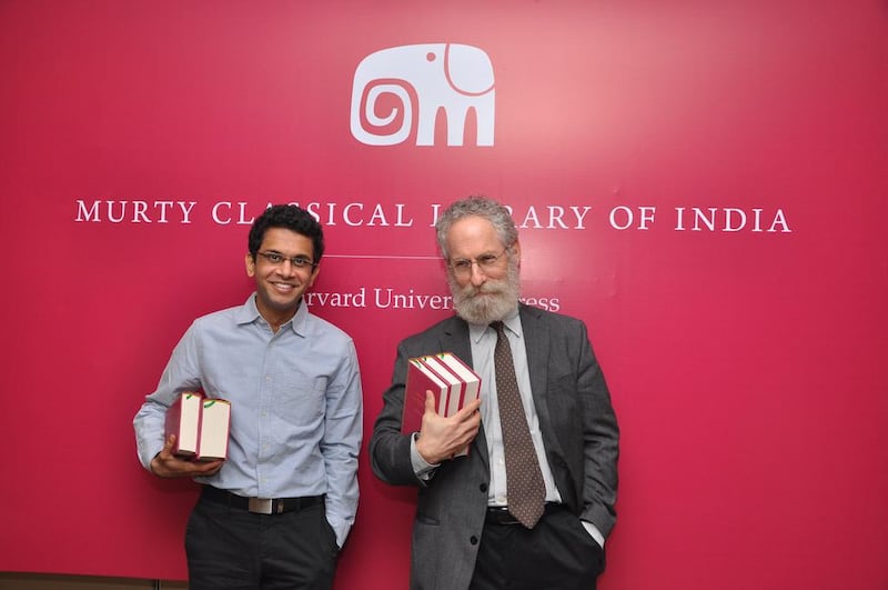 Rohan Murty, left, and Sheldon Pollock, a professor of South Asian studies at Columbia and the editor of the library's website. Courtesy Harvard University press