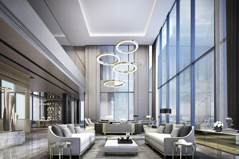 A rendering of a penthouse duplex at the Palm 360. Courtesy Nakheel