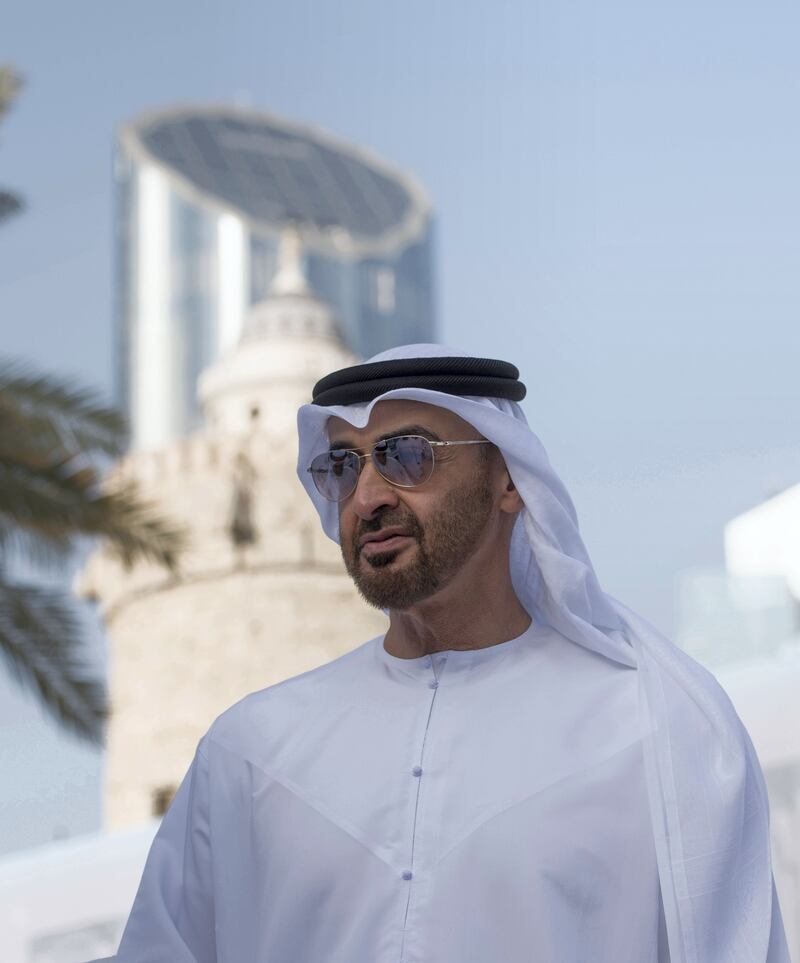 OFFICIAL APPROVED PORTRAIT. ABU DHABI, UNITED ARAB EMIRATES - March 06, 2017: HH Sheikh Mohamed bin Zayed Al Nahyan, Crown Prince of Abu Dhabi and Deputy Supreme Commander of the UAE Armed Forces (C), attends a barza at Qasr Al Hosn fort. 

( Hamad Al Kaabi / Crown Prince Court - Abu Dhabi )
---