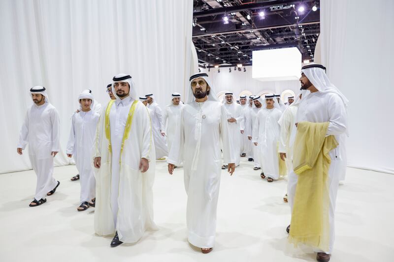 Sheikh Mohammed bin Rashid, Vice President and Ruler of Dubai, at the wedding of his daughter to Mane', son of Sheikh Mohamed bin Rashid bin Mane'. Wam