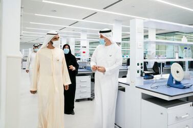 Sheikh Mohammed bin Rashid, Vice President and Ruler of Dubai, tours the Mohammed bin Rashid Medical Research Institute on Tuesday. Courtesy: Dubai Media Office