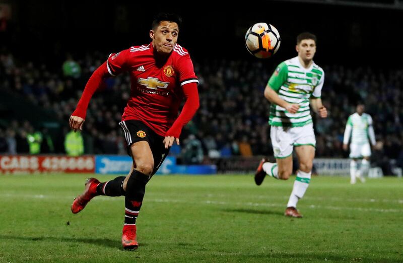 Soccer Football - FA Cup Fourth Round - Yeovil Town vs Manchester United - Huish Park, Yeovil, Britain - January 26, 2018   Manchester United’s Alexis Sanchez in action   Action Images via Reuters/Paul Childs     TPX IMAGES OF THE DAY
