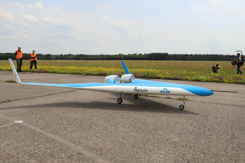 Researchers, engineers and a drone pilot of TU Delft travelled to an airbase in Germany for the first real test flight of the scaled model. Courtesy Malcolm Brown