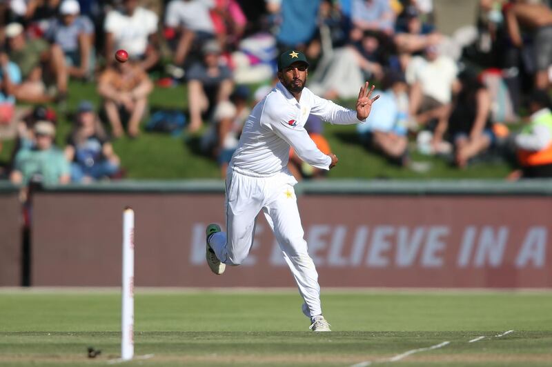 CAPE TOWN, SOUTH AFRICA - JANUARY 03: Shan Masood of Pakistan takes a shy at the stumps while attempting a run out during day 1 of the 2nd Castle Lager Test match between South Africa and Pakistan at PPC Newlands on January 03, 2019 in Cape Town, South Africa. (Photo by Shaun Roy/Gallo Images/Getty Images)