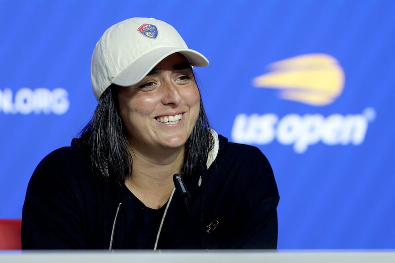 NEW YORK, NEW YORK - AUGUST 25: Ons Jabeur of Tunisia fields questions from the media during the US Open at the USTA Billie Jean King National Tennis Center on August 25, 2023 in New York City.    Matthew Stockman / Getty Images / AFP (Photo by MATTHEW STOCKMAN  /  GETTY IMAGES NORTH AMERICA  /  Getty Images via AFP)