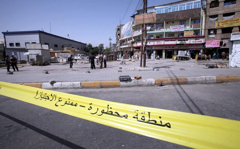 A sign that reads 'Restricted area – no entry!' is pictured at the scene of a suicide bomb attack in the Iraqi capital's New Baghdad district on September 27, 2016. Ahmed Jalil/EPA