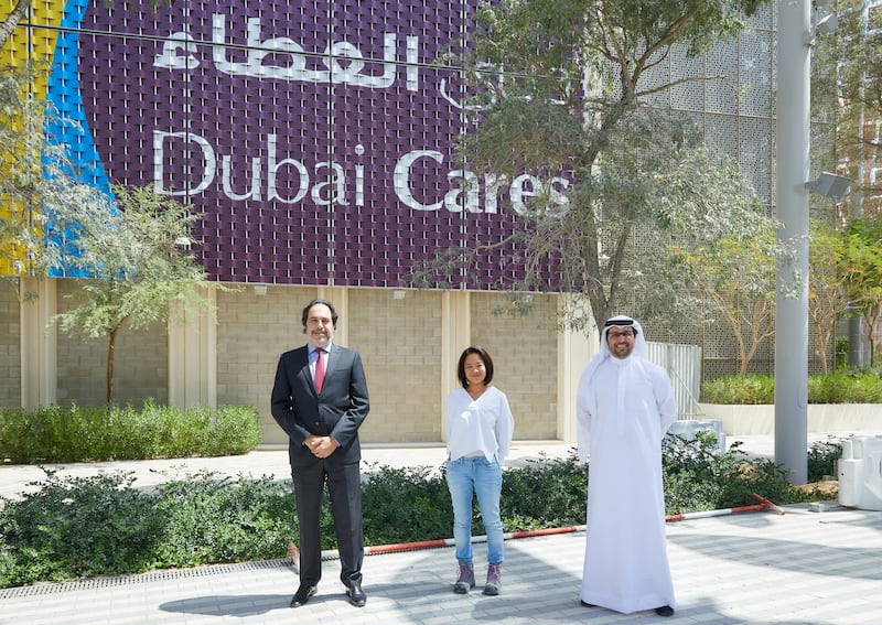 Pictured at the Dubai Cares pavilion at Expo 2020 Dubai: Omar Shehadeh, chief international participants officer at Expo 2020 Dubai, Jessie Ng, vice president – strategy & growth, Pico International and Dr. Tariq Al Gurg, commissioner general for the Dubai Cares Pavilion at Expo 2020 Dubai and chief executive at Dubai Cares. Courtesy, Dubai Cares
