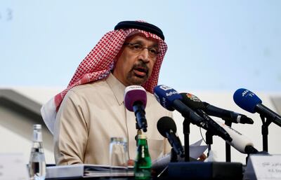 FILE PHOTO: Saudi Energy Minister Khalid al-Falih speaks during a news conference in Riyadh, Saudi Arabia January 9, 2019. REUTERS/Faisal Al Nasser/File Photo