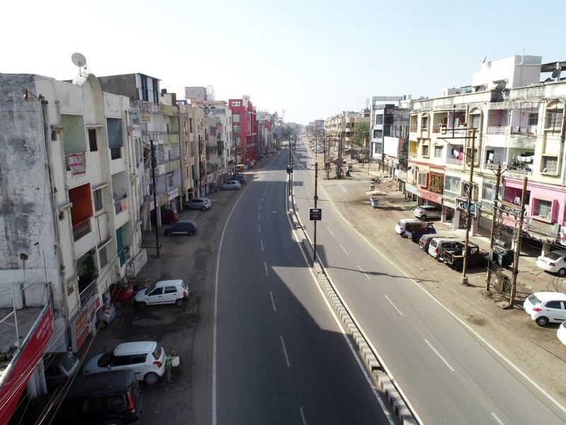 An aerial view of a nearly-deserted Kolar area in Bhopal, India.  EPA