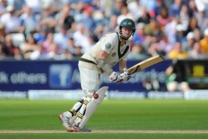 Australia’s Chris Rogers waited a career before finally hitting a boundary for his century off the bowling of England’s Graeme Swann in an Ashes Test.