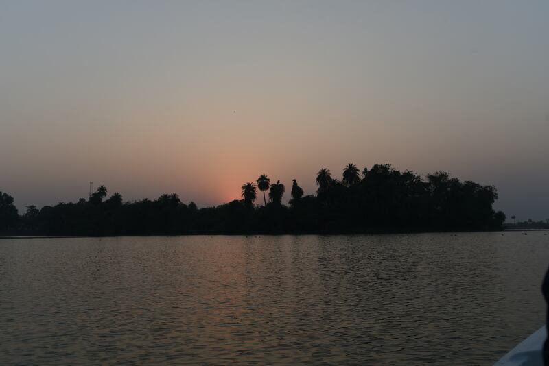 Sunset over the lake in Shahpura