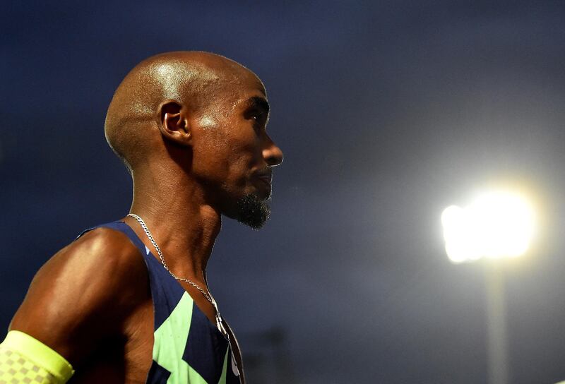 Great Britain's Mo Farah after failing to achieve the qualifying time in the 10,000m in Manchester. Getty