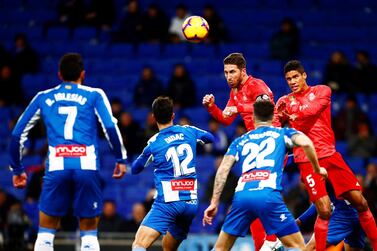 Real Madrid, in red, once again proved superior to Espanyol this season. Quique Garcia / EPA