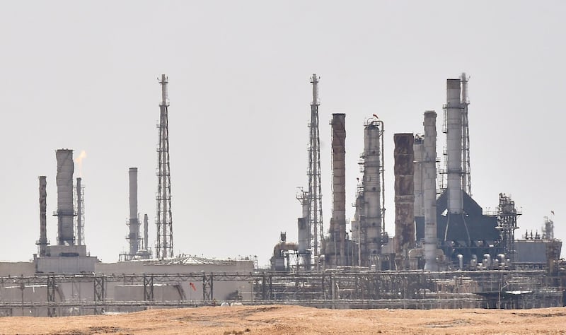 A picture taken on September 15, 2019 shows an Aramco oil facility near al-Khurj area, just south of the Saudi capital Riyadh.   Saudi Arabia raced today to restart operations at oil plants hit by drone attacks which slashed its production by half, as Iran dismissed US claims it was behind the assault.
The Tehran-backed Huthi rebels in neighbouring Yemen, where a Saudi-led coalition is bogged down in a five-year war, have claimed thi weekend's strikes on two plants owned by state giant Aramco in eastern Saudi Arabia. / AFP / FAYEZ NURELDINE
