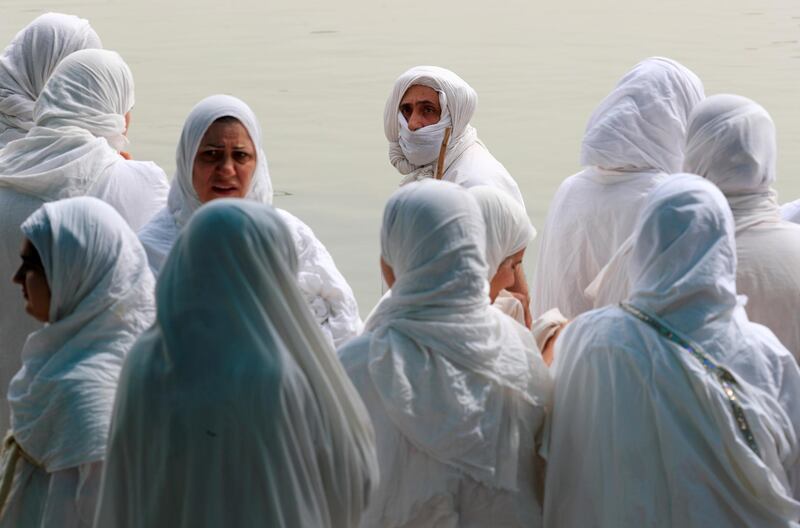 Iraqi Mandaeans perform rituals during the five-day Benja religious festival in Baghdad, Iraq. Reuters