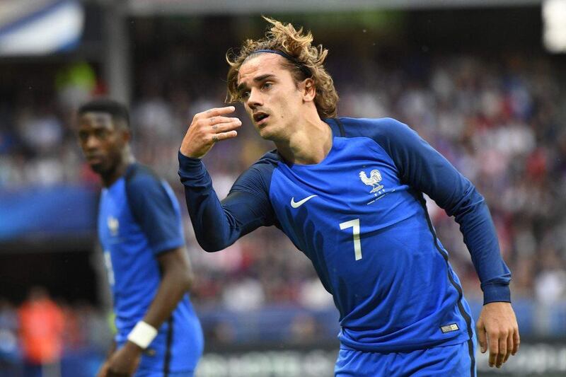 France forward Antoine Griezmann reacts during the friendly football match against Paraguay on June 2, 2017 at the Roazhon Park in Rennes, western France. Damien Meyer / AFP