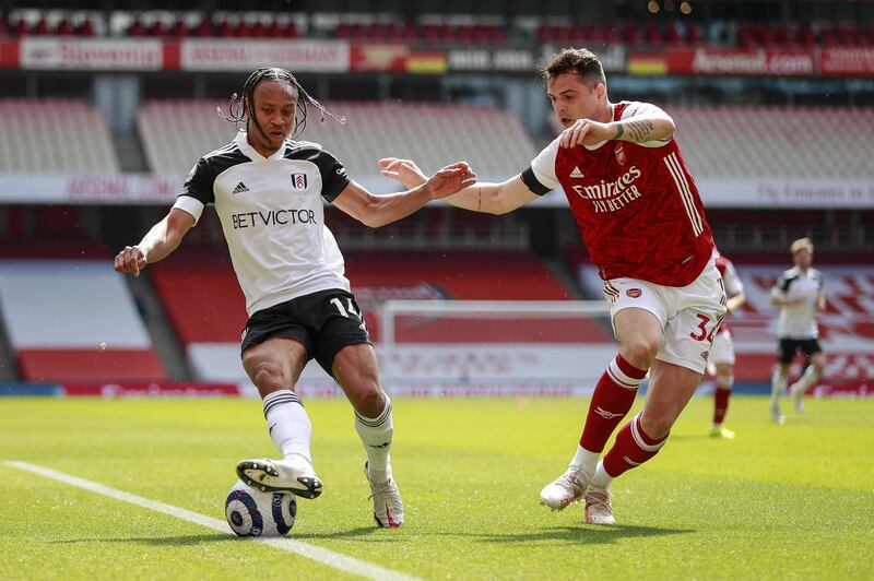 Bobby De Cordova-Reid - 4: Fulham top scorer this season with seven goals was up against a makeshift left-back in Xhaka but got little joy out of the Swiss and even when he did find a bit of room, his crossing was poor. Booked for foul on Ceballos and gave away corner for late leveller. EPA