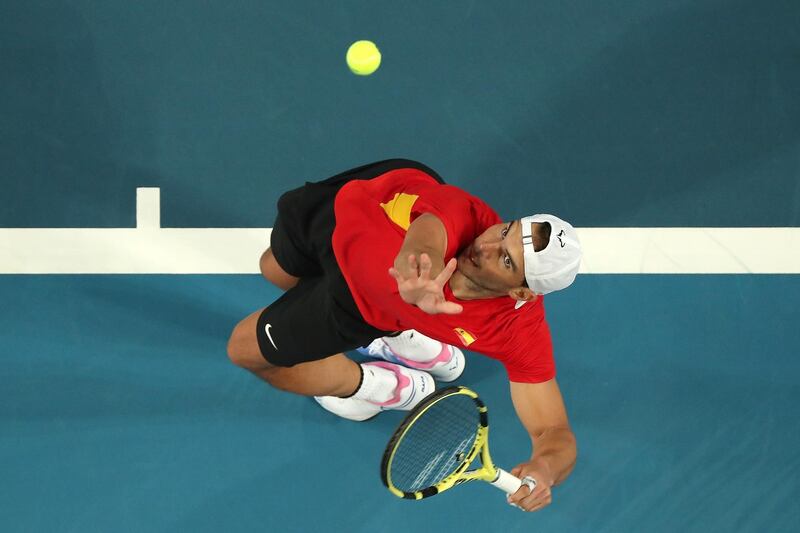 Rafael Nadal serving during a practice session ahead of the inaugural ATP Cup in Perth, Australia on Monday, December 30, 2019 in Perth, Australia. Getty