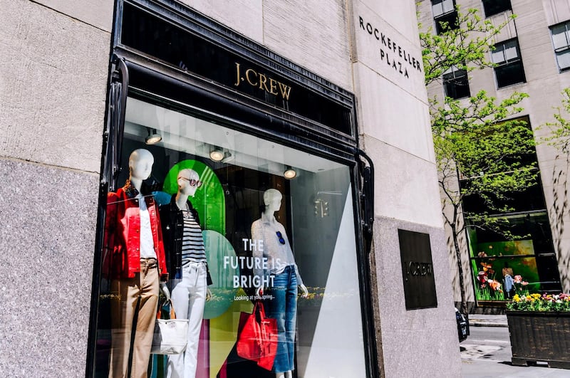 A J. Crew Group Inc. store stands in Rockefeller Center in New York, U.S., on Tuesday, May 5, 2020. Many retailers are losing their grip with much of the economy shuttered by coronavirus lockdowns. And even as some states move to reopen, many Americans are hesitant to go back into brick-and-mortar establishments. Photographer: Nina Westervelt/Bloomberg