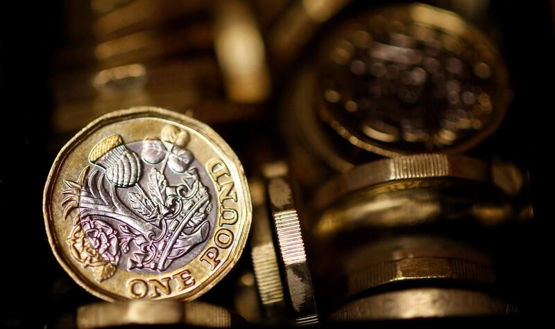 FILE PHOTO: Pound coins are seen in this photo illustration taken in Manchester, Britain September 6, 2017. REUTERS/Phil Noble/File Photo